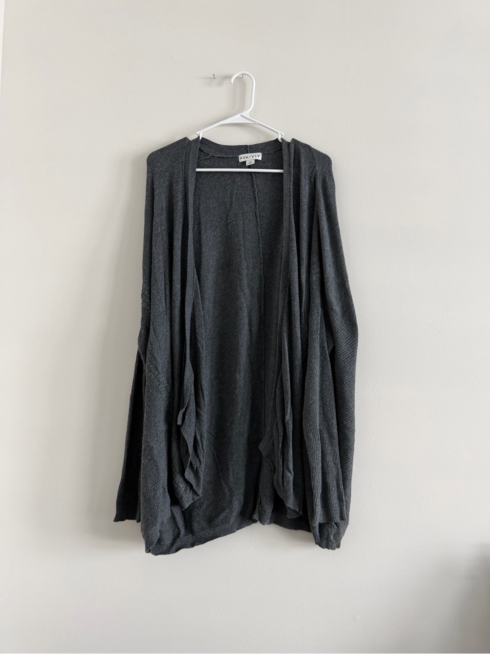 Ava & Viv Dark Gray Open-Front Women's Cardigan